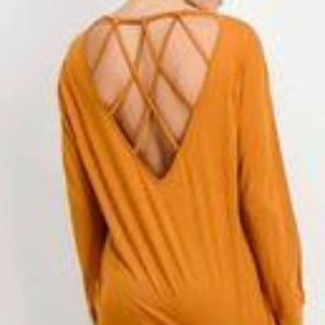 Long Sleeve orange shirt with crossback detail